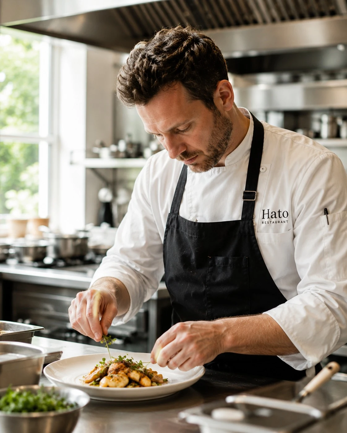 Portrait fictif du chef Antoine Morel en cuisine